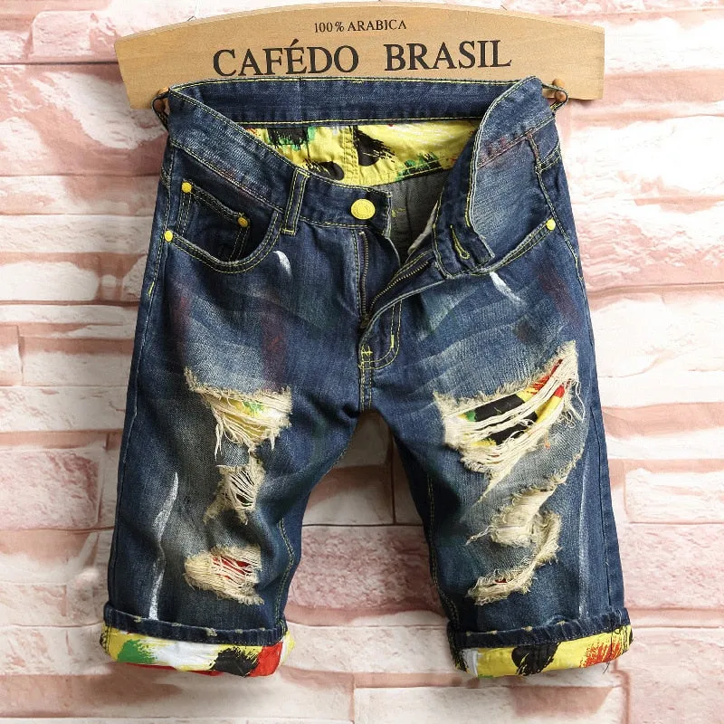 Men's Fashion Knee Length Summer Jeans Shorts Up To Size 44
