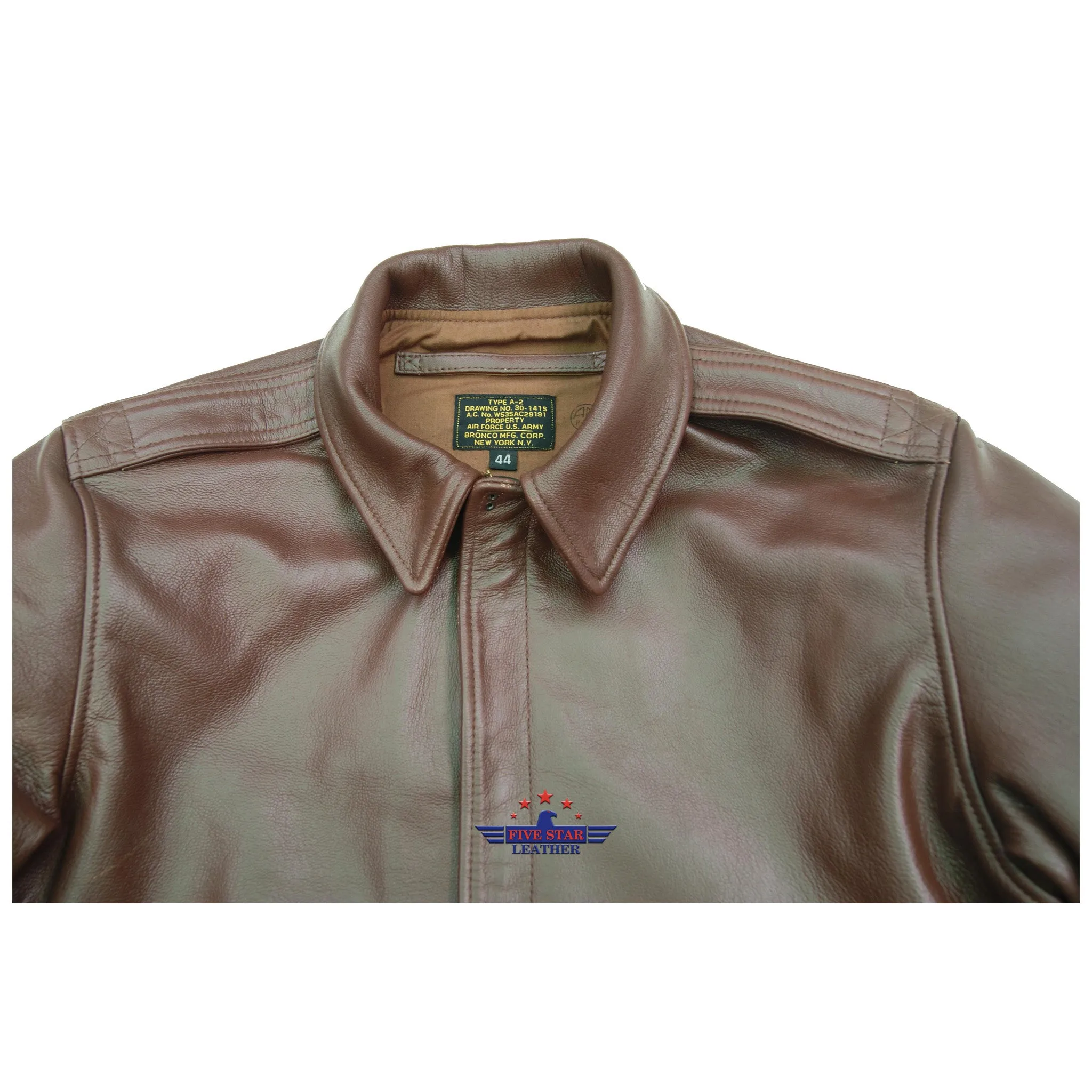 MEN'S TYPE A2 BRONCO MILITARY FLIGHT REAL GOATSKIN LEATHER JACKET