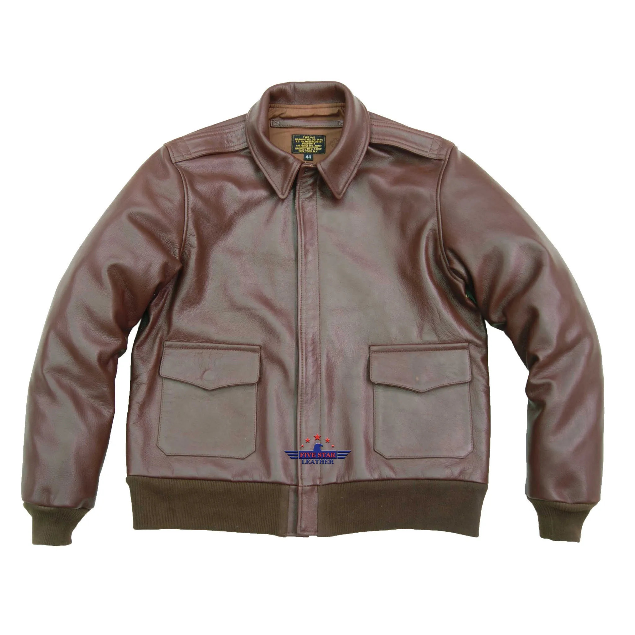 MEN'S TYPE A2 BRONCO MILITARY FLIGHT REAL GOATSKIN LEATHER JACKET
