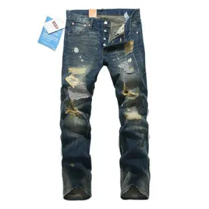 Mens Vintage Designer Ripped Jeans