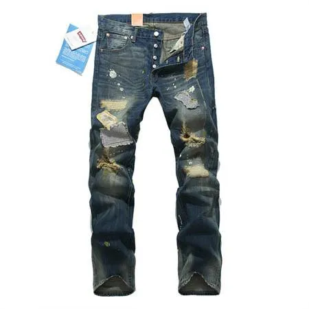 Mens Vintage Designer Ripped Jeans