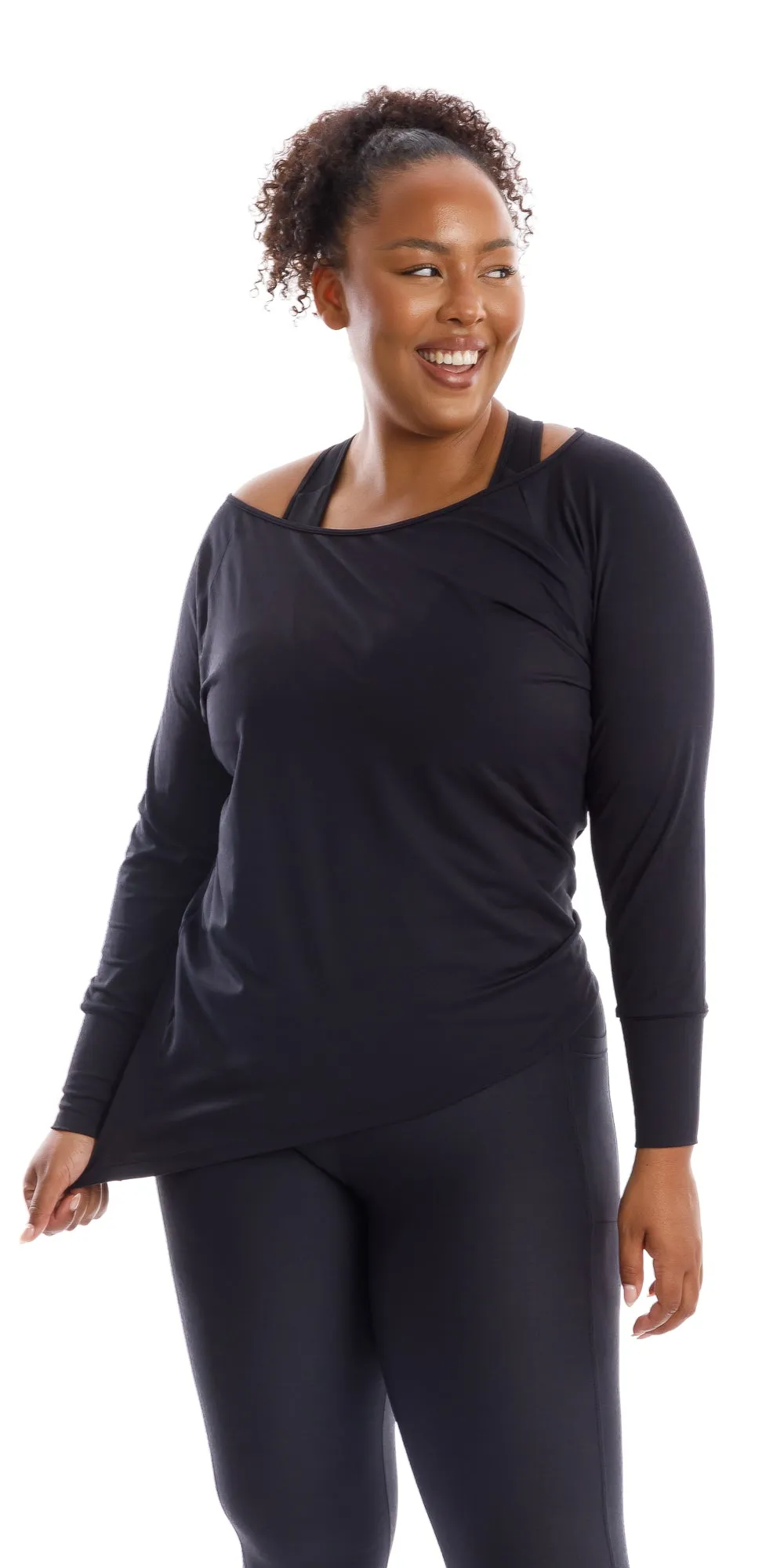 Midnight Off The Shoulder Long Sleeve Tee