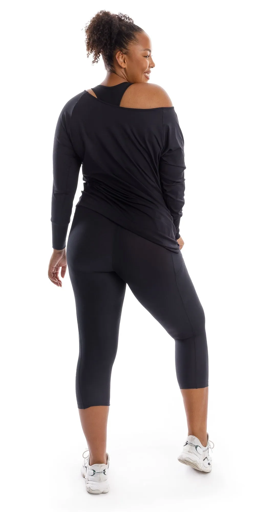 Midnight Off The Shoulder Long Sleeve Tee