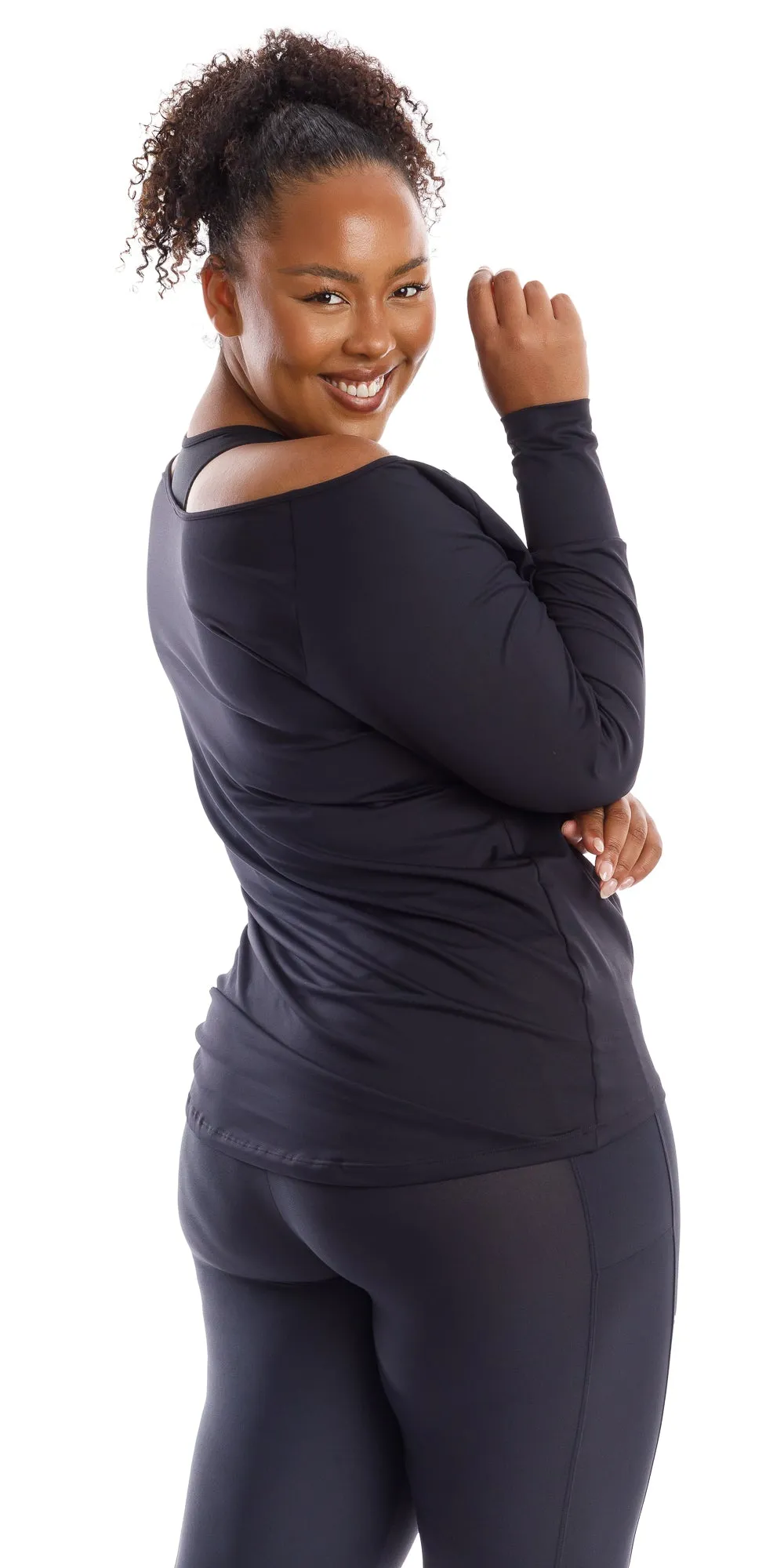 Midnight Off The Shoulder Long Sleeve Tee