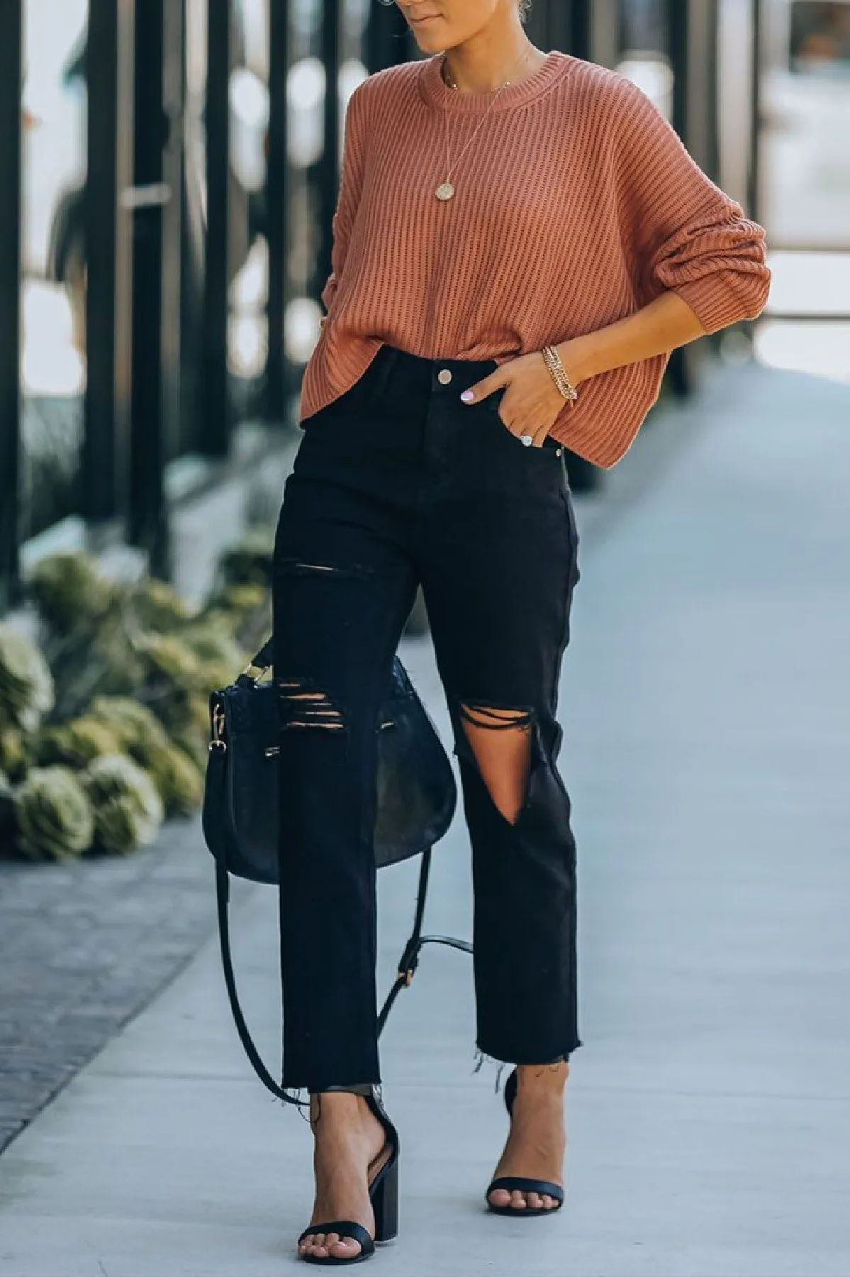 Mila High Rise Distressed Denim