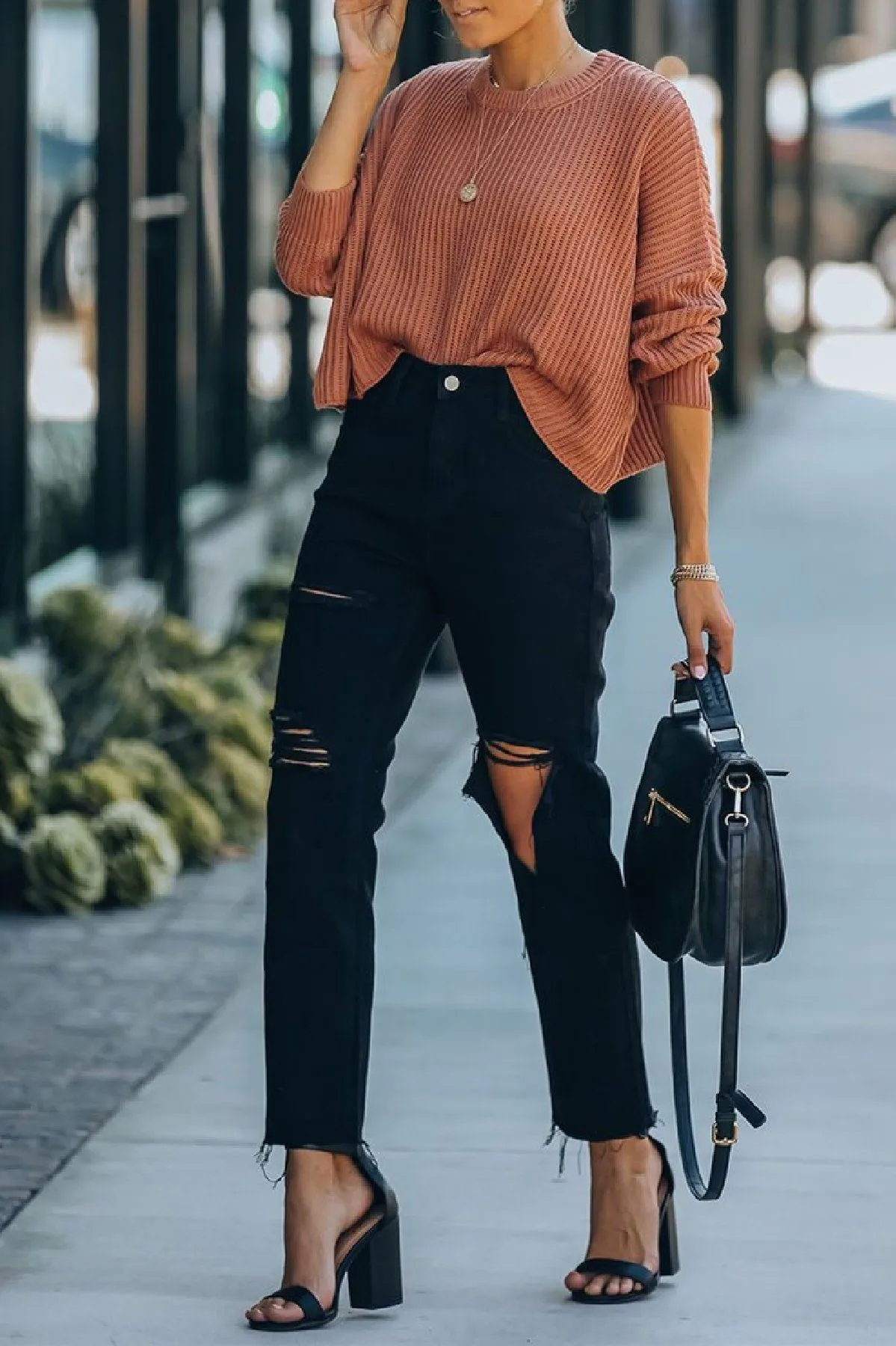 Mila High Rise Distressed Denim