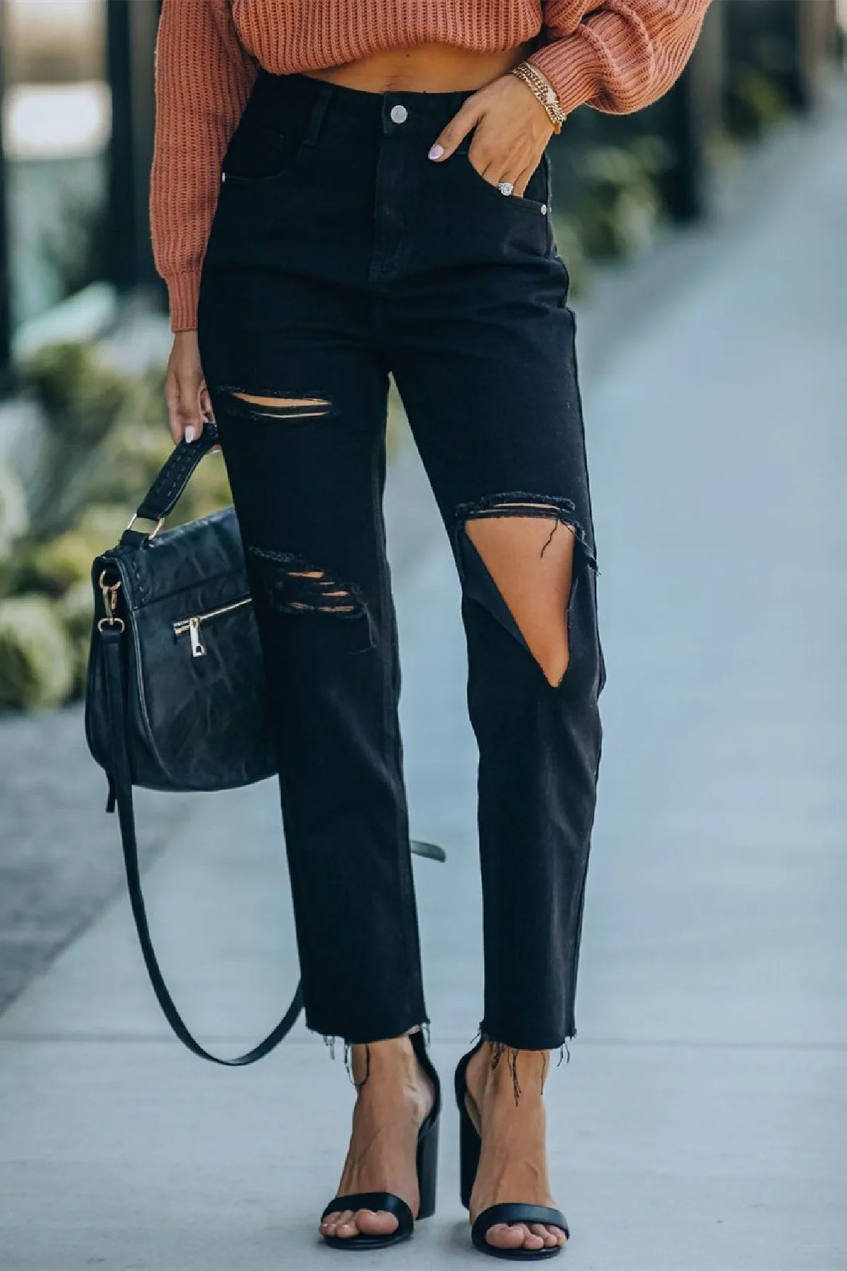 Mila High Rise Distressed Denim