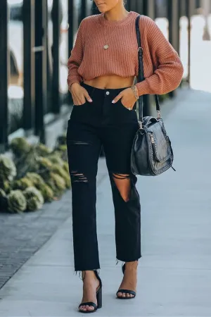 Mila High Rise Distressed Denim