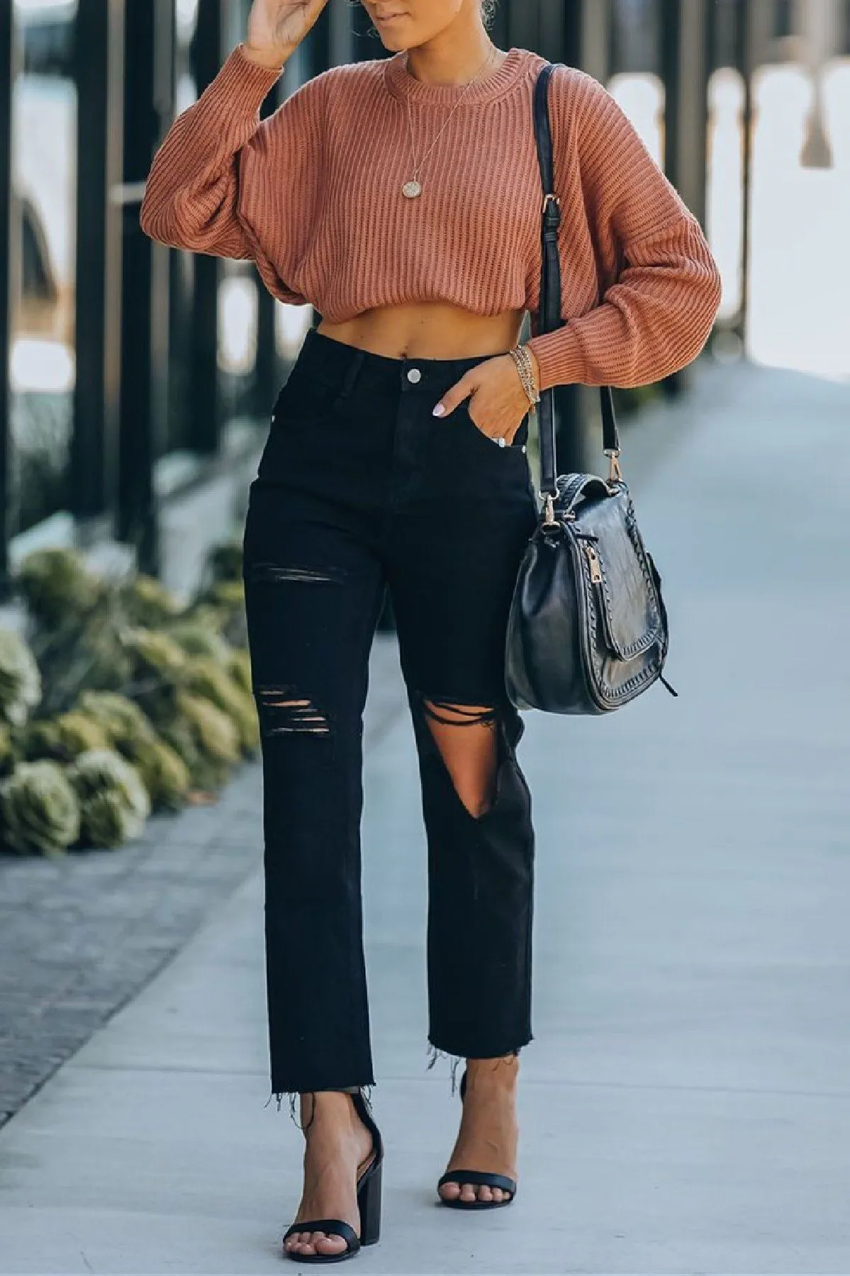 Mila High Rise Distressed Denim