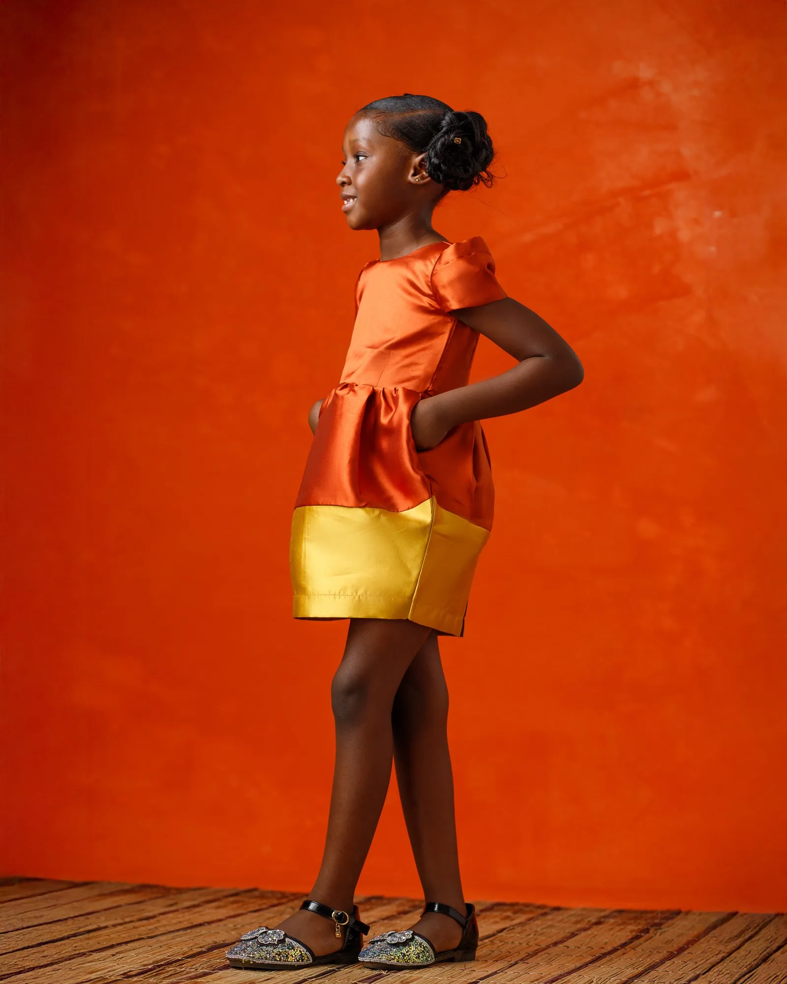 Mini Aelia Dress - Orange/Mustard