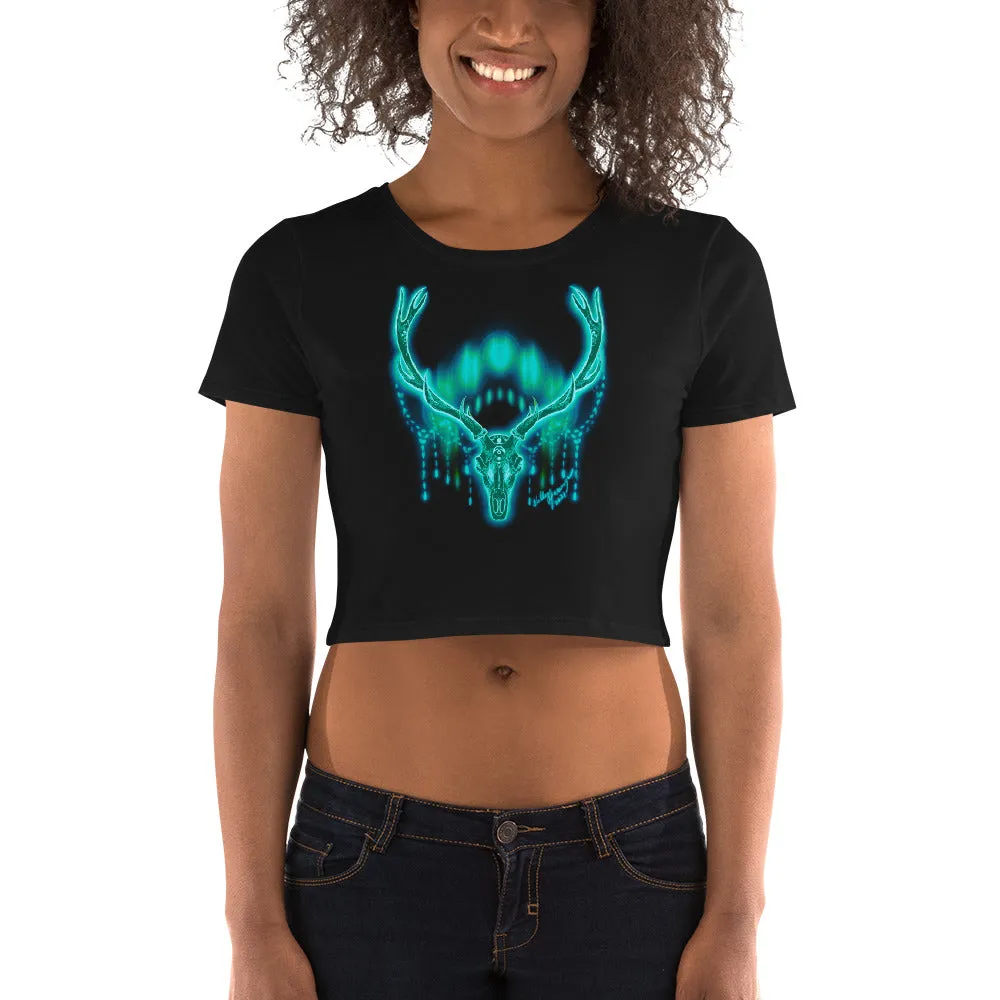 Moon Deer Teal Crop Tee