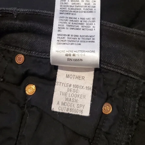 Mother Jeans Denim The Looker Goth Grunge A Model Spy Black Skinny Jeans Size 26