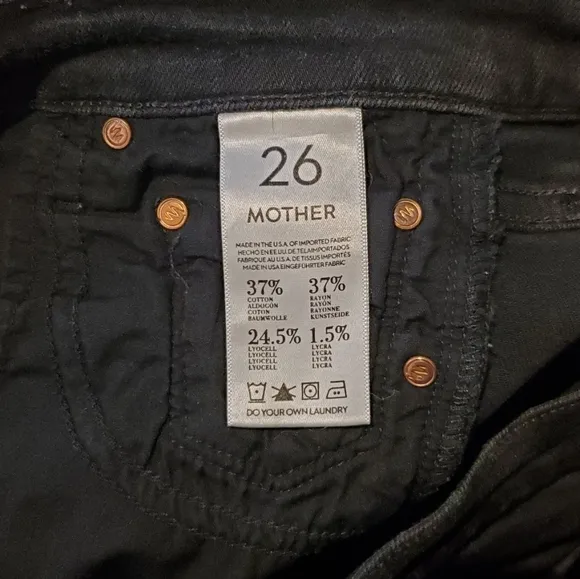 Mother Jeans Denim The Looker Goth Grunge A Model Spy Black Skinny Jeans Size 26