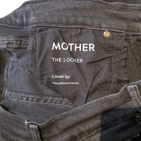 Mother Jeans Denim The Looker Goth Grunge A Model Spy Black Skinny Jeans Size 26