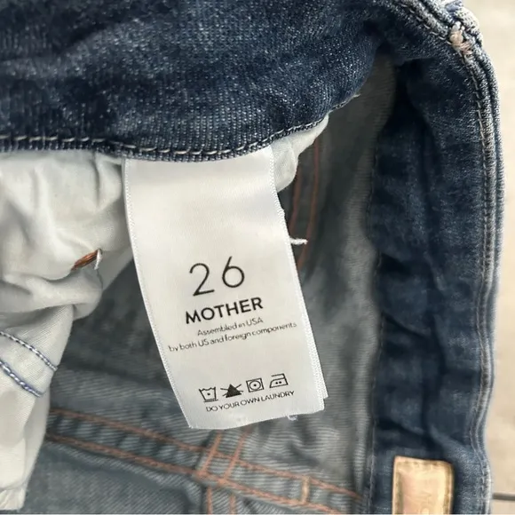 MOTHER the looker ankle fray blue jeans in girl crush wash raw hem size 26