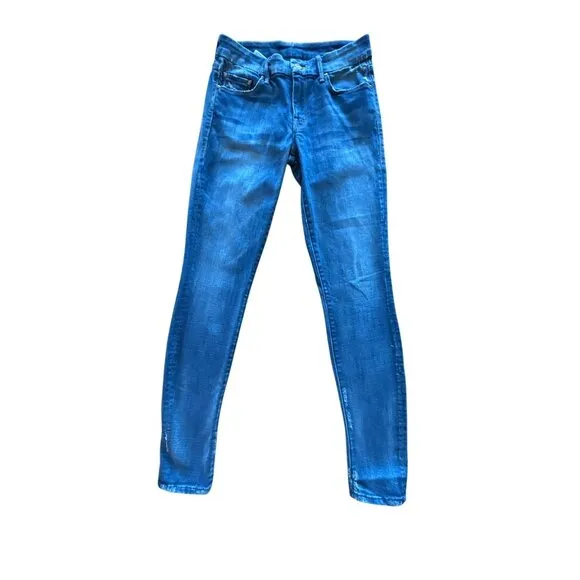 Mother The Looker Tequila Truth Jeans Size 26 Blue Denim Whiskering Skinny