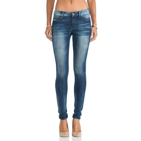 Mother The Looker Tequila Truth Jeans Size 26 Blue Denim Whiskering Skinny