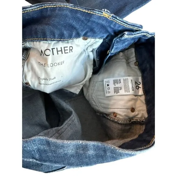 Mother The Looker Tequila Truth Jeans Size 26 Blue Denim Whiskering Skinny