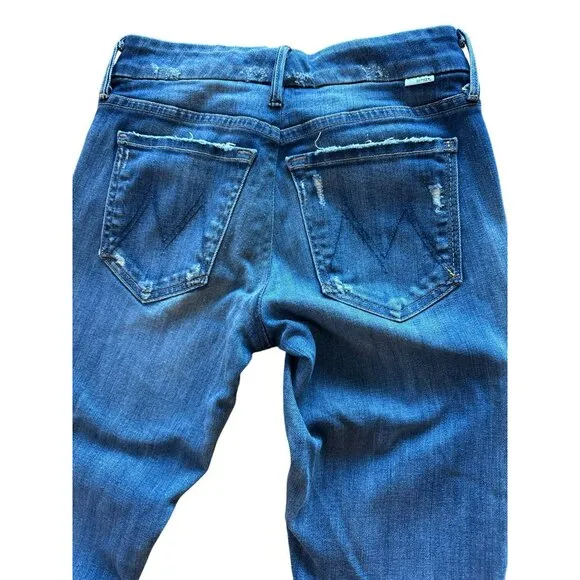 Mother The Looker Tequila Truth Jeans Size 26 Blue Denim Whiskering Skinny