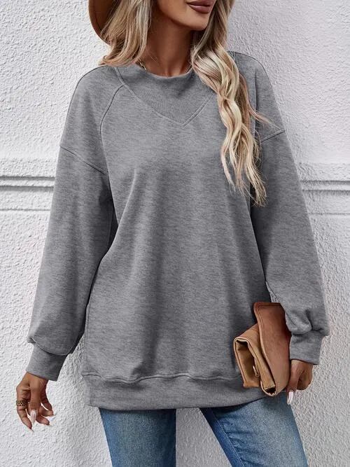Naima Round Neck Drop Shoulder Long Sleeve Sweatshirt