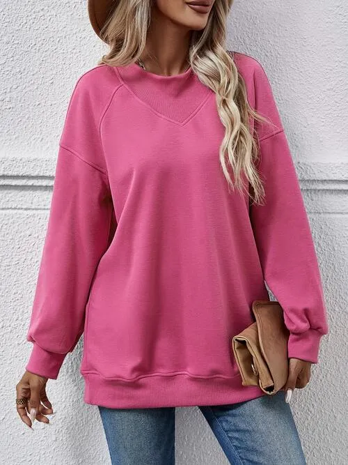 Naima Round Neck Drop Shoulder Long Sleeve Sweatshirt