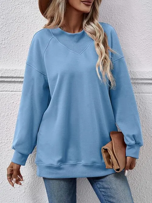 Naima Round Neck Drop Shoulder Long Sleeve Sweatshirt