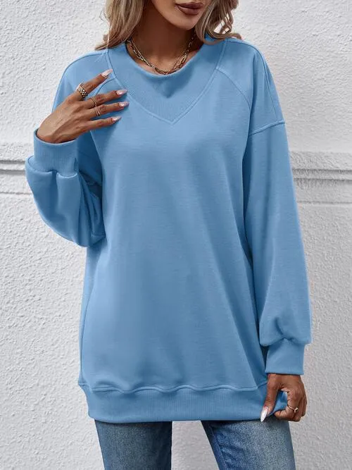 Naima Round Neck Drop Shoulder Long Sleeve Sweatshirt