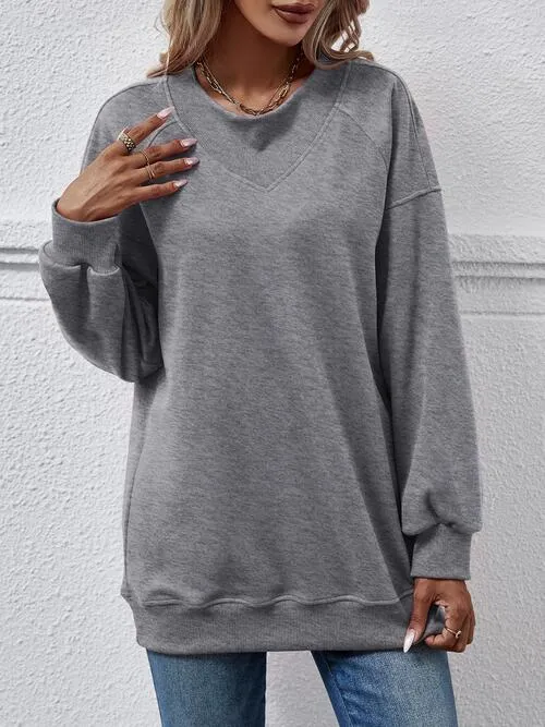 Naima Round Neck Drop Shoulder Long Sleeve Sweatshirt