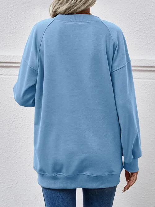 Naima Round Neck Drop Shoulder Long Sleeve Sweatshirt