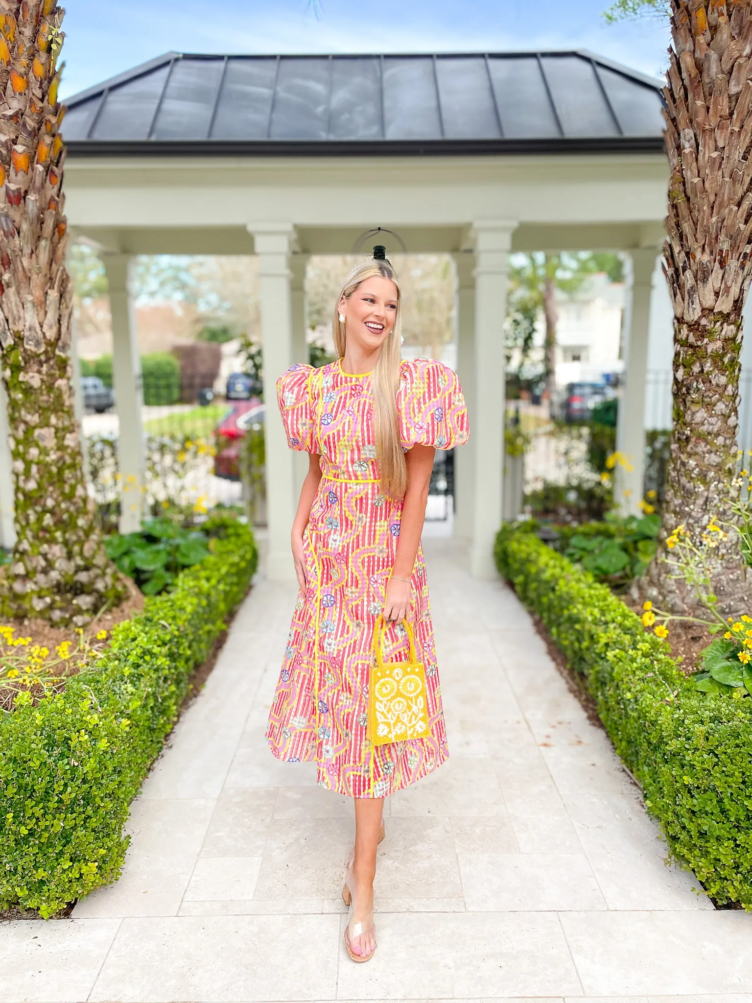 Nammu Yellow Trim Midi Dress