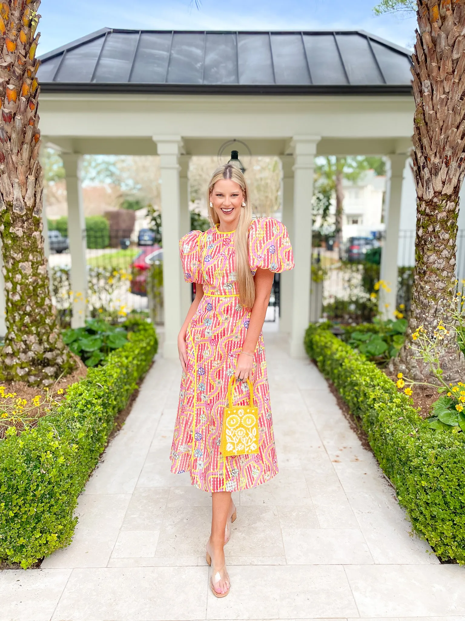 Nammu Yellow Trim Midi Dress
