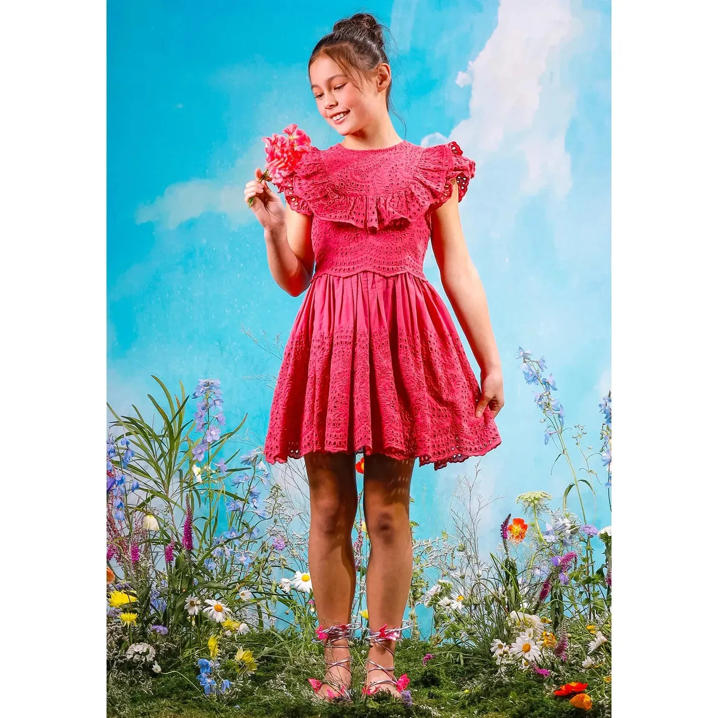Naomi Embroidered Mini Dress - Mauve