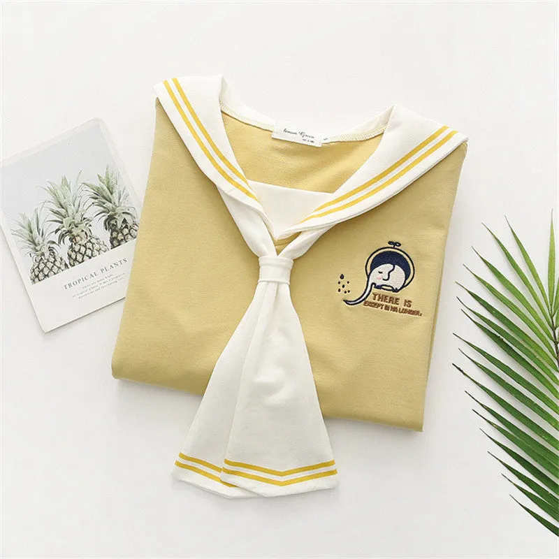 NAVY COLLAR FAKE TWO PIECE PULLOVER UB3138