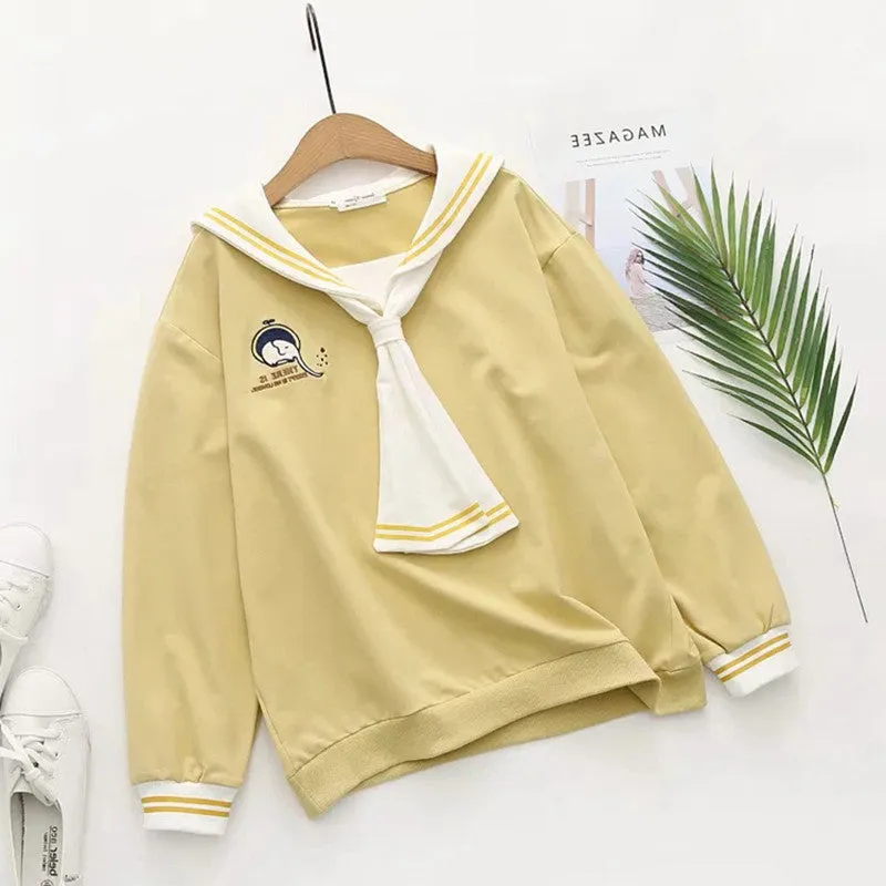 NAVY COLLAR FAKE TWO PIECE PULLOVER UB3138