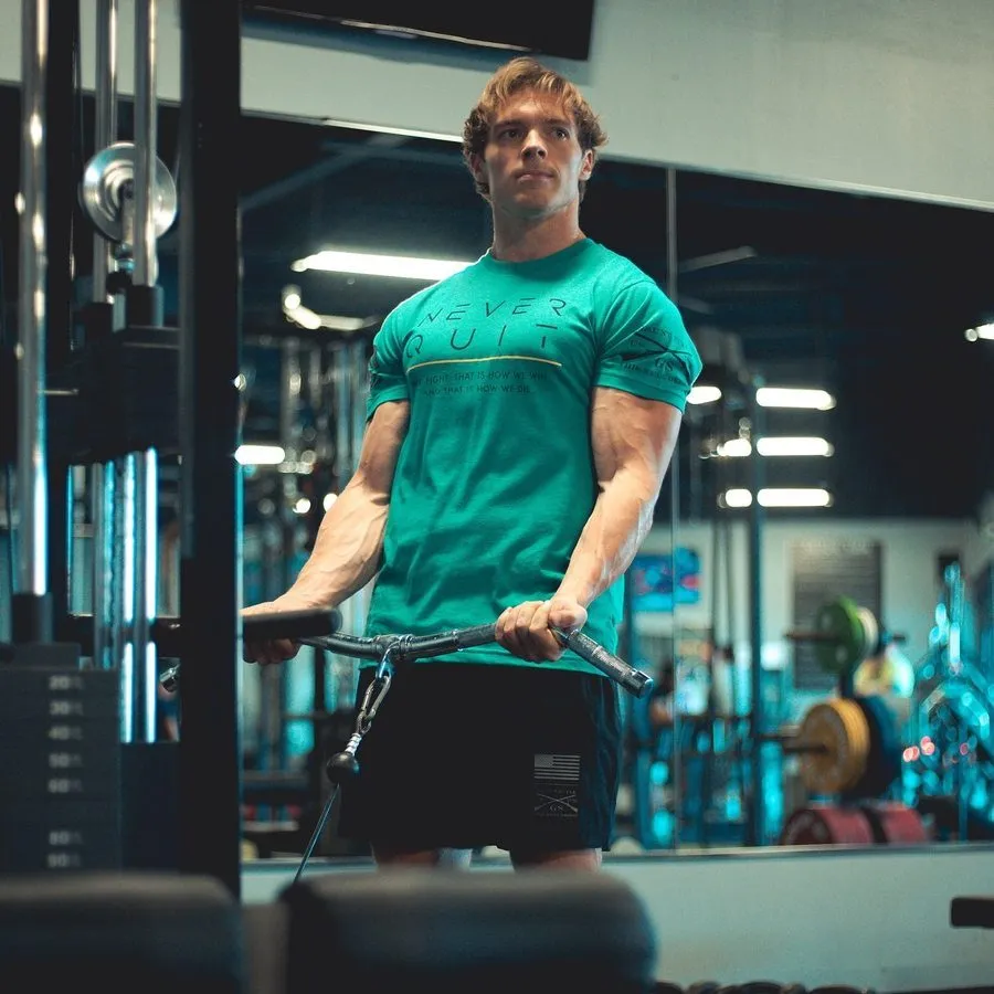 Never Quit T-Shirt - Heather Aqua