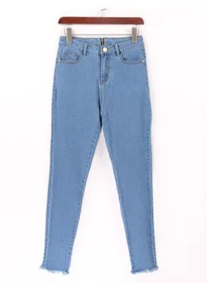 New Autumn Winter High Waist Jeans For Women Back Zipper Skinny Pencil Denim Pants Elastic Stretched Trousers