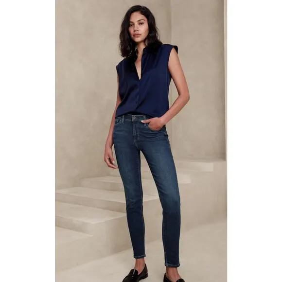 New Banana Republic Perfect Skinny Jeans Size 28 Womens Blue Denim Dark Wash Zip