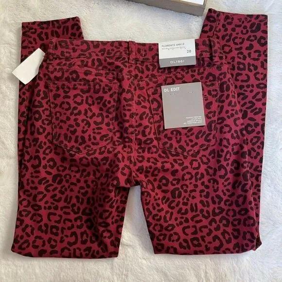 New DL1961 Florence‎ Instasculpt Leopard Mid Rise Jeans