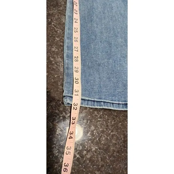 NEW Flamingo Cross Embroidery Ripped Low Rise Bootcut Jeans Large