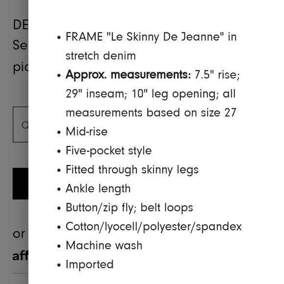 NEW Frame Dublin le Skinny de Jeanne #1470 Cut Off Ankle Luxury Jeans Spring