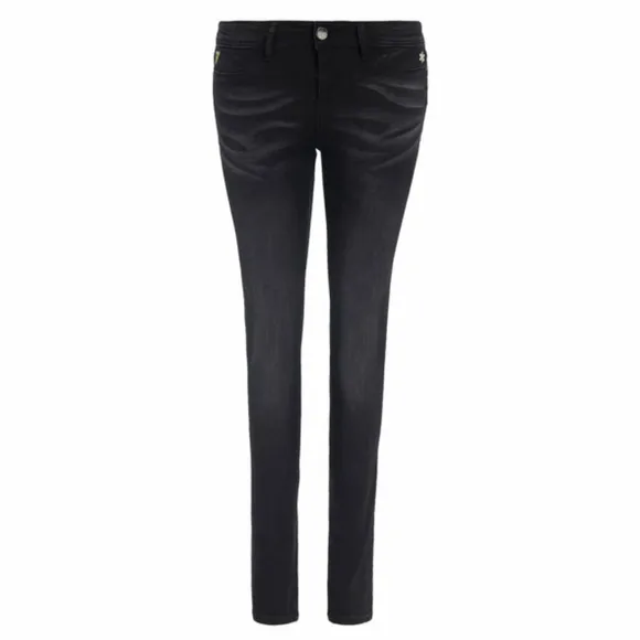 NWT DESIGUAL Black Stretch Second Skin Exotic Embroidered Skinny Jeans 2