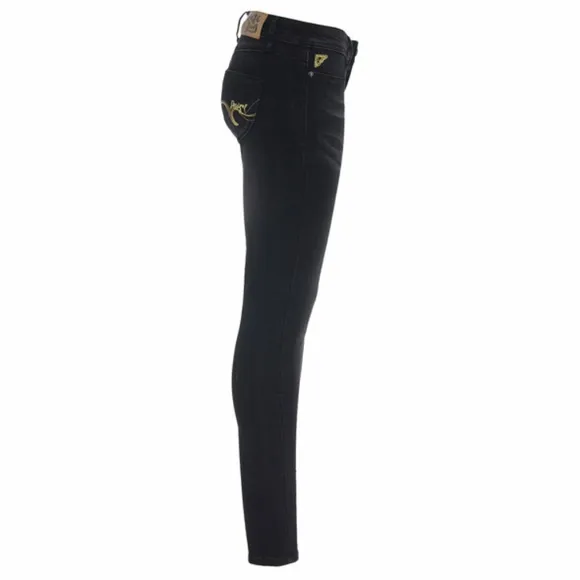 NWT DESIGUAL Black Stretch Second Skin Exotic Embroidered Skinny Jeans 2