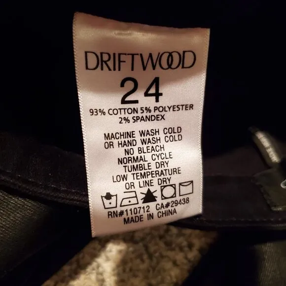 NWT Driftwood Jackie High Rise Embroidered Coated Skinny Jeans Black 24
