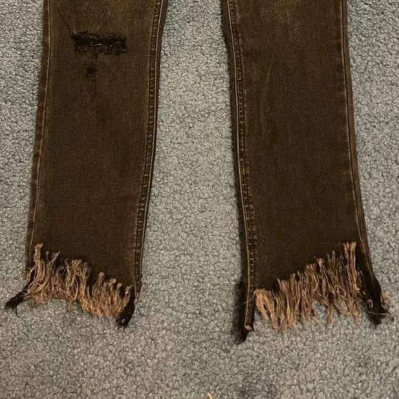 NWT Free People Great Heights Frayed Skinny Jeans Black