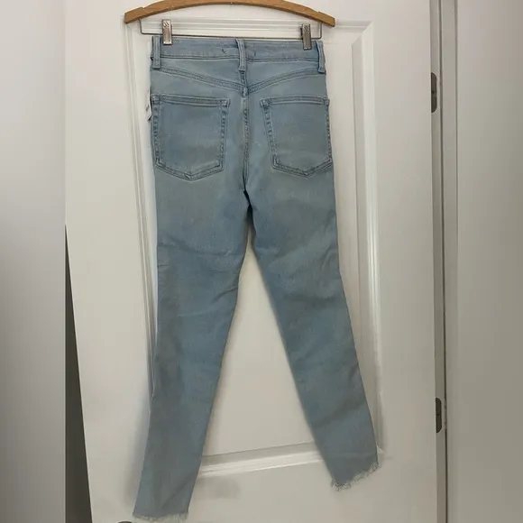 NWT Free People x We the Free Raw Light Wash Distressed High Rise Jeans Size 27