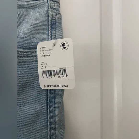 NWT Free People x We the Free Raw Light Wash Distressed High Rise Jeans Size 27