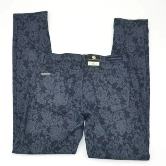 NWT Rock &amp; Republic Floral Lace Printed Skinny Stretch Denim Blue Jeans 10 M
