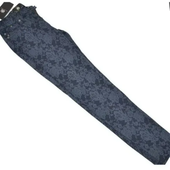 NWT Rock &amp; Republic Floral Lace Printed Skinny Stretch Denim Blue Jeans 10 M