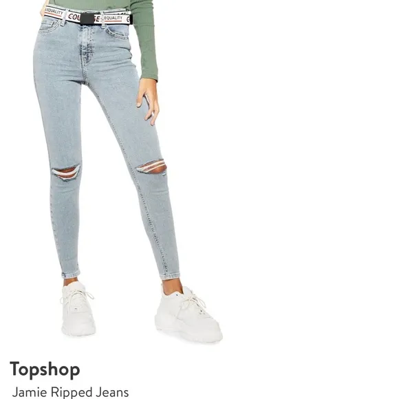 NWT Topshop Jamie Ripped Jeans in bleach