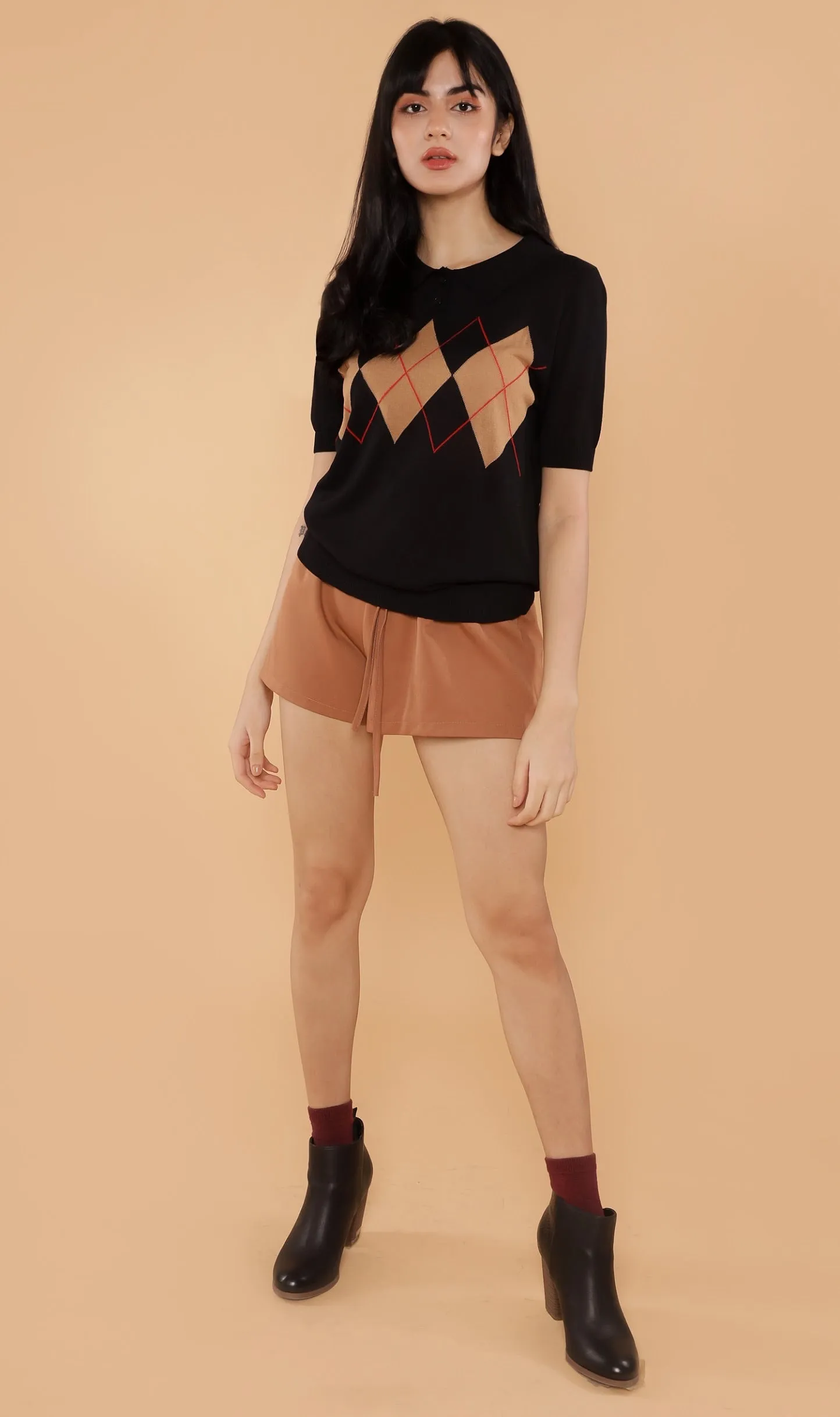 NYM Argyle Knit Polo (Black)